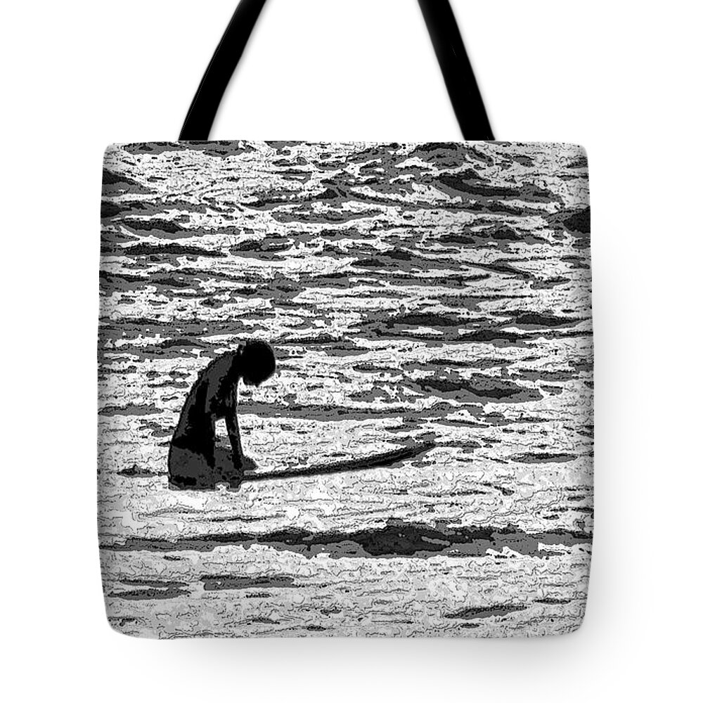 Surf Tote Bag featuring the digital art Surf Meditation by Suzette Kallen