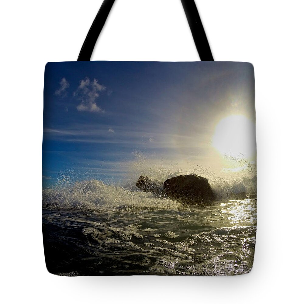 Surf Tote Bag featuring the photograph Surf Setting Sun by Steven Lapkin