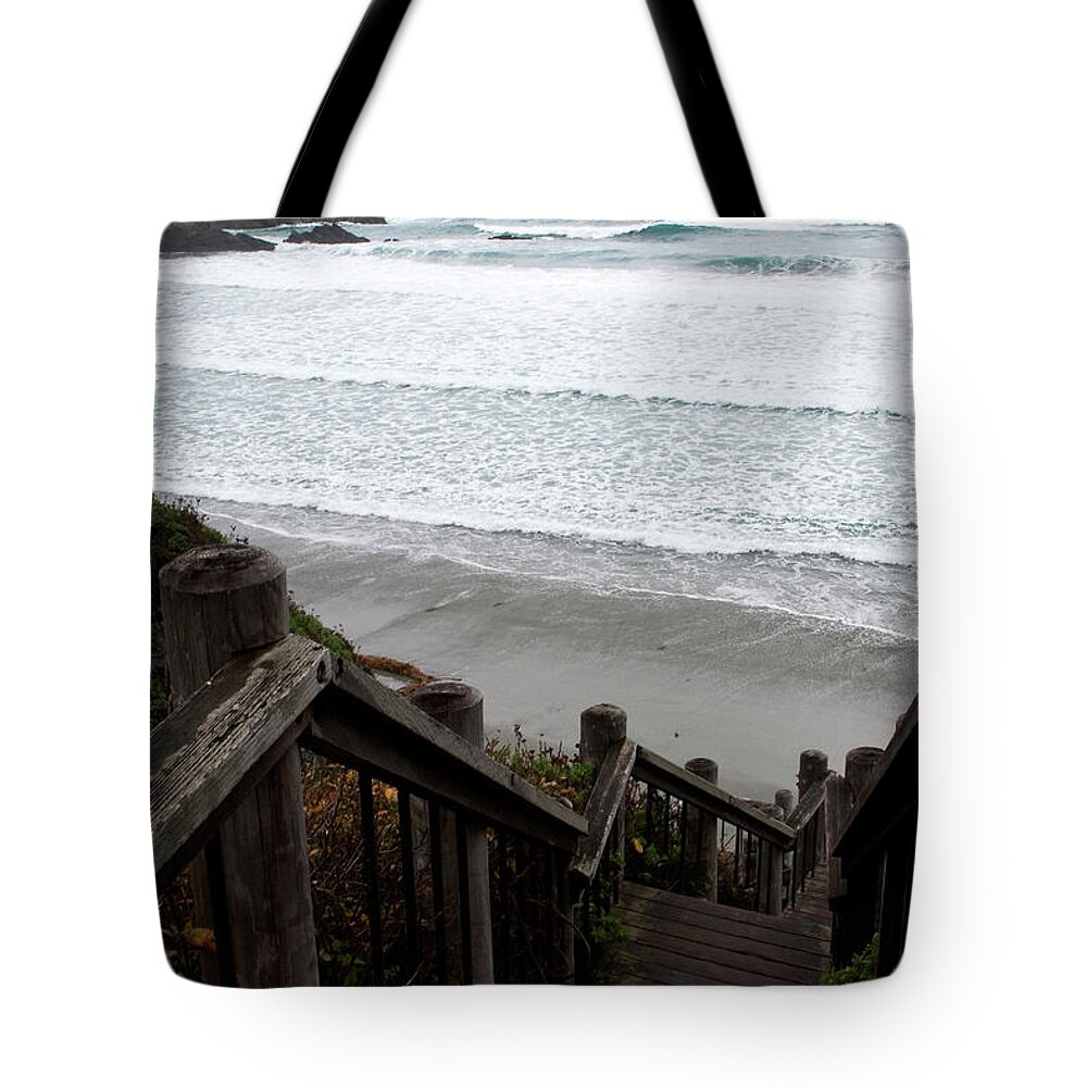 Nature Tote Bag featuring the photograph Surf Stairway by Lorraine Devon Wilke