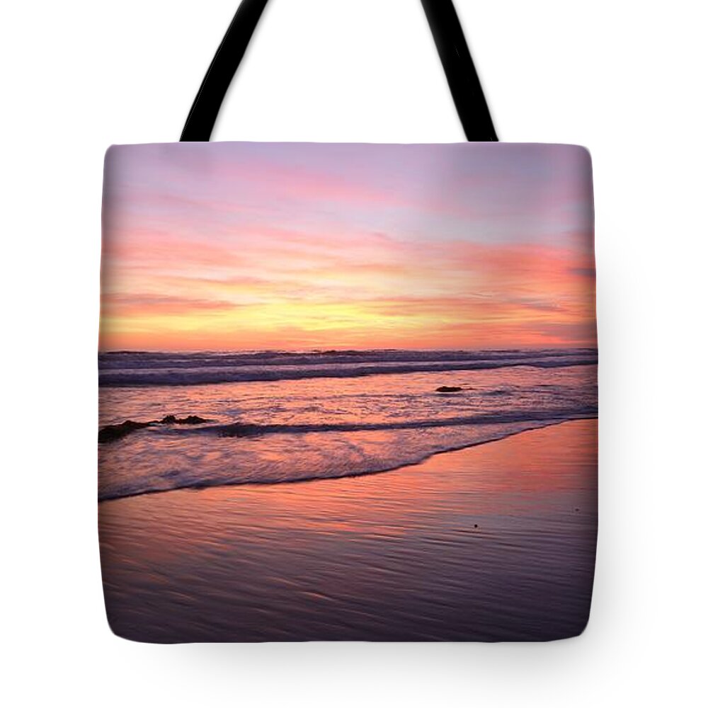 Landscapes Tote Bag featuring the photograph Surfer Afterglow by John F Tsumas