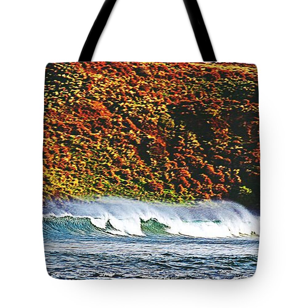 Surfing The Island Tote Bag featuring the photograph Surfing the Island by Blair Stuart