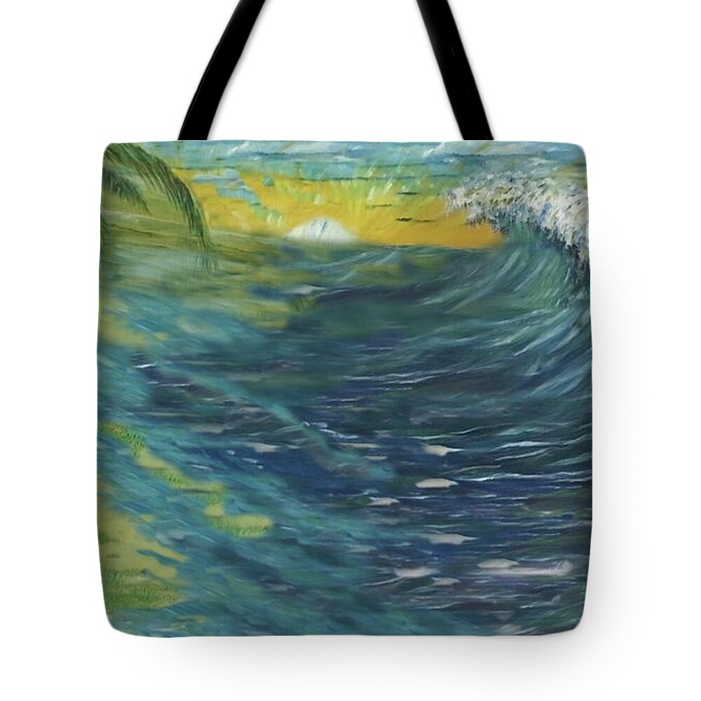 Palm Trees Tote Bag featuring the painting Surf's Up by Michael Silbaugh