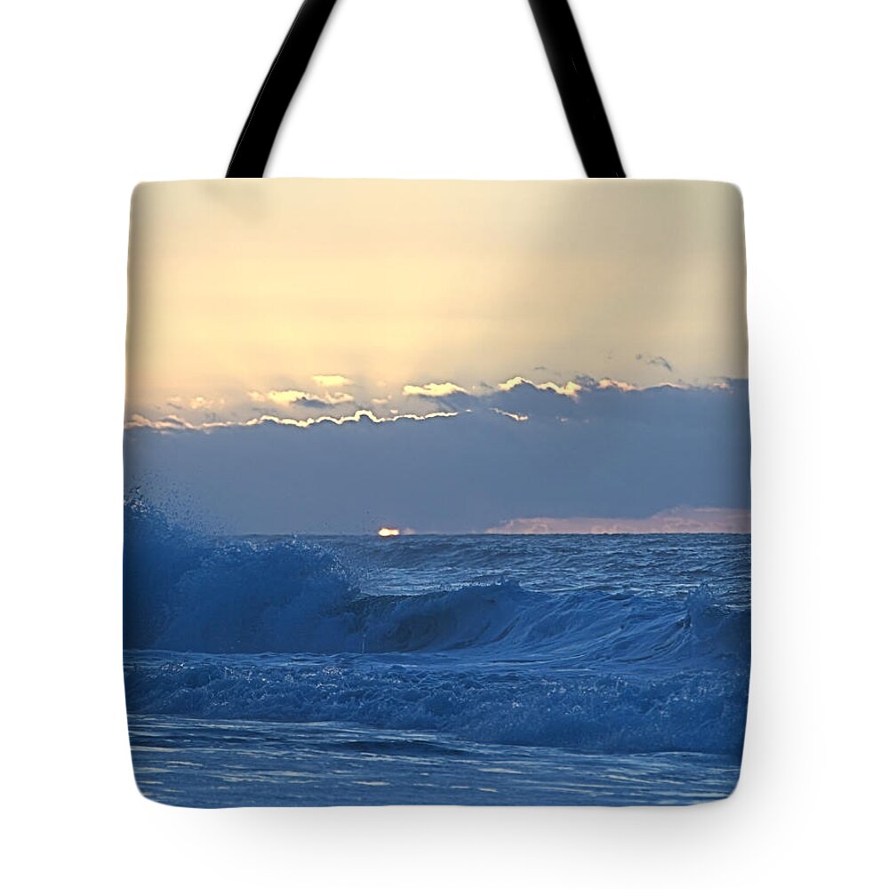 Beach Tote Bag featuring the photograph Surfs Up by Newwwman