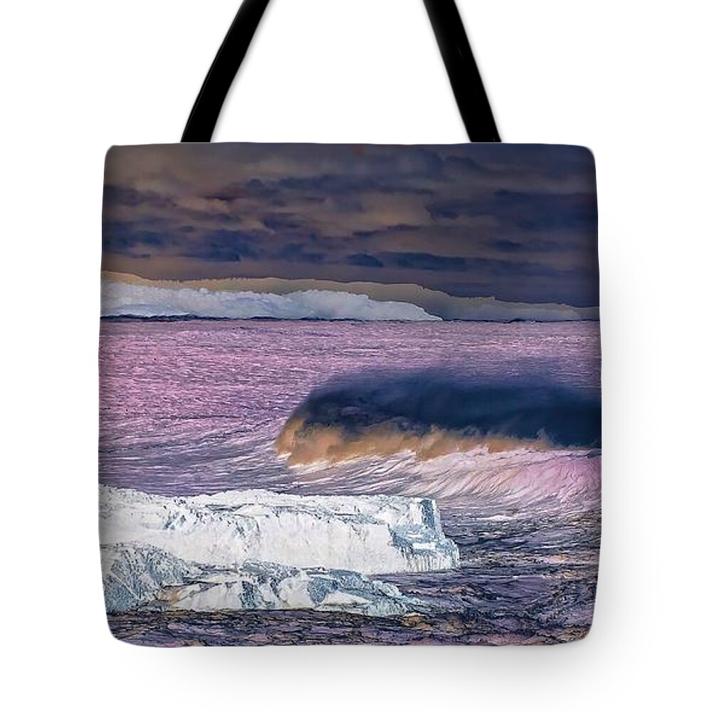 Ocean Tote Bag featuring the photograph Surreal Cold Wild Ocean. by Geoff Childs