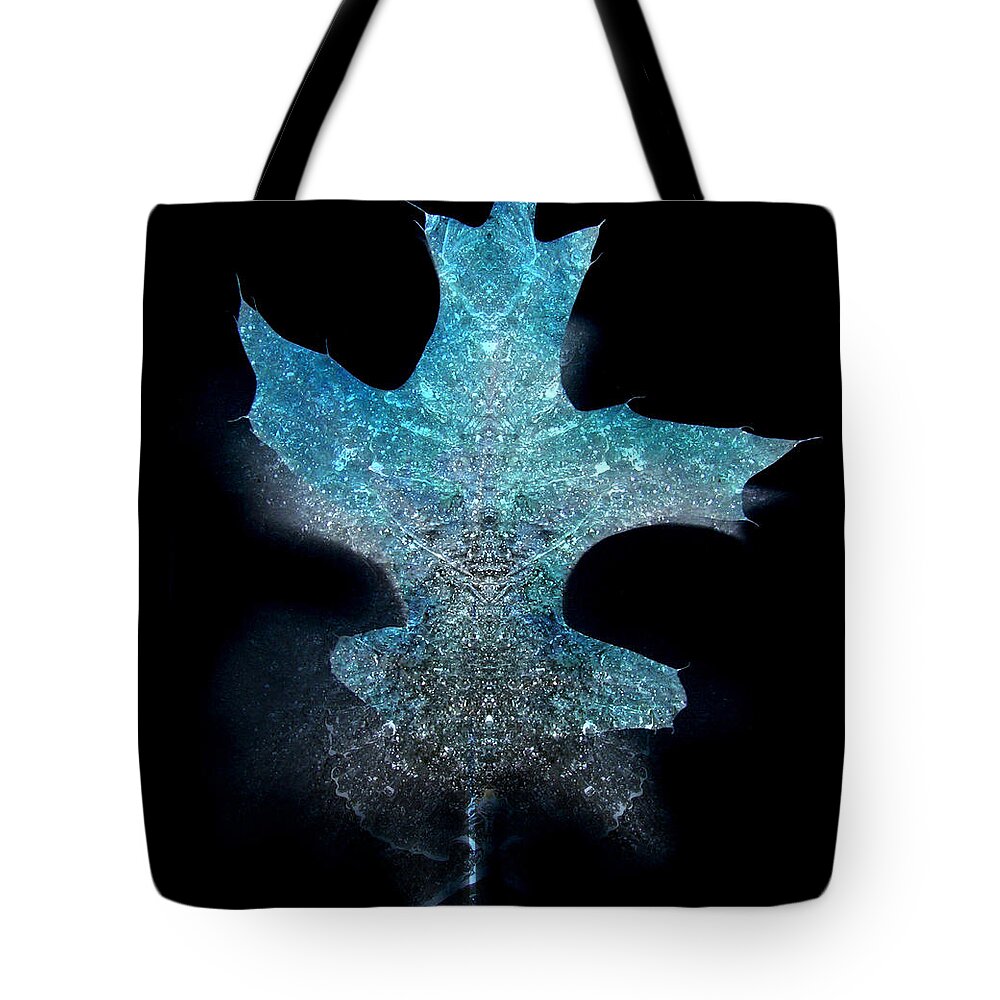 Ice Tote Bag featuring the photograph Surreal Ice Leaf by Adam Long