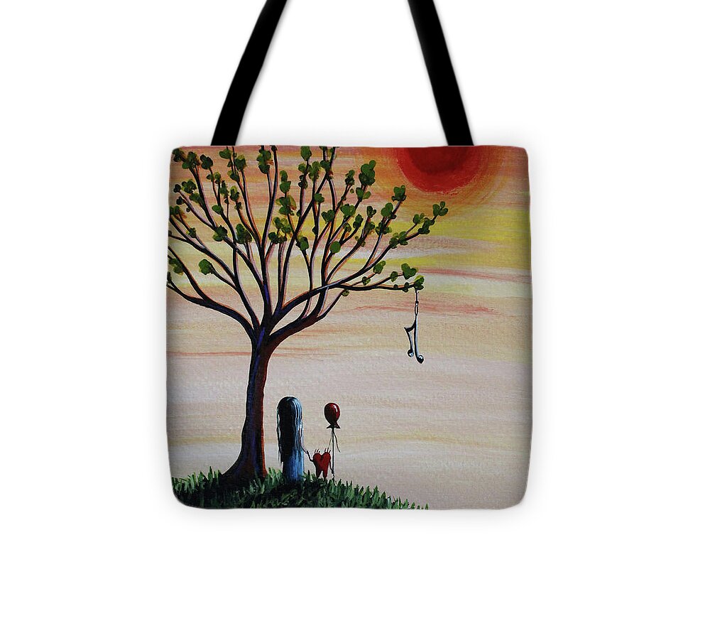 Tree Of Life Tote Bag featuring the painting Surreal Landscape Art With Tree Of Life by Moonlight Art Parlour