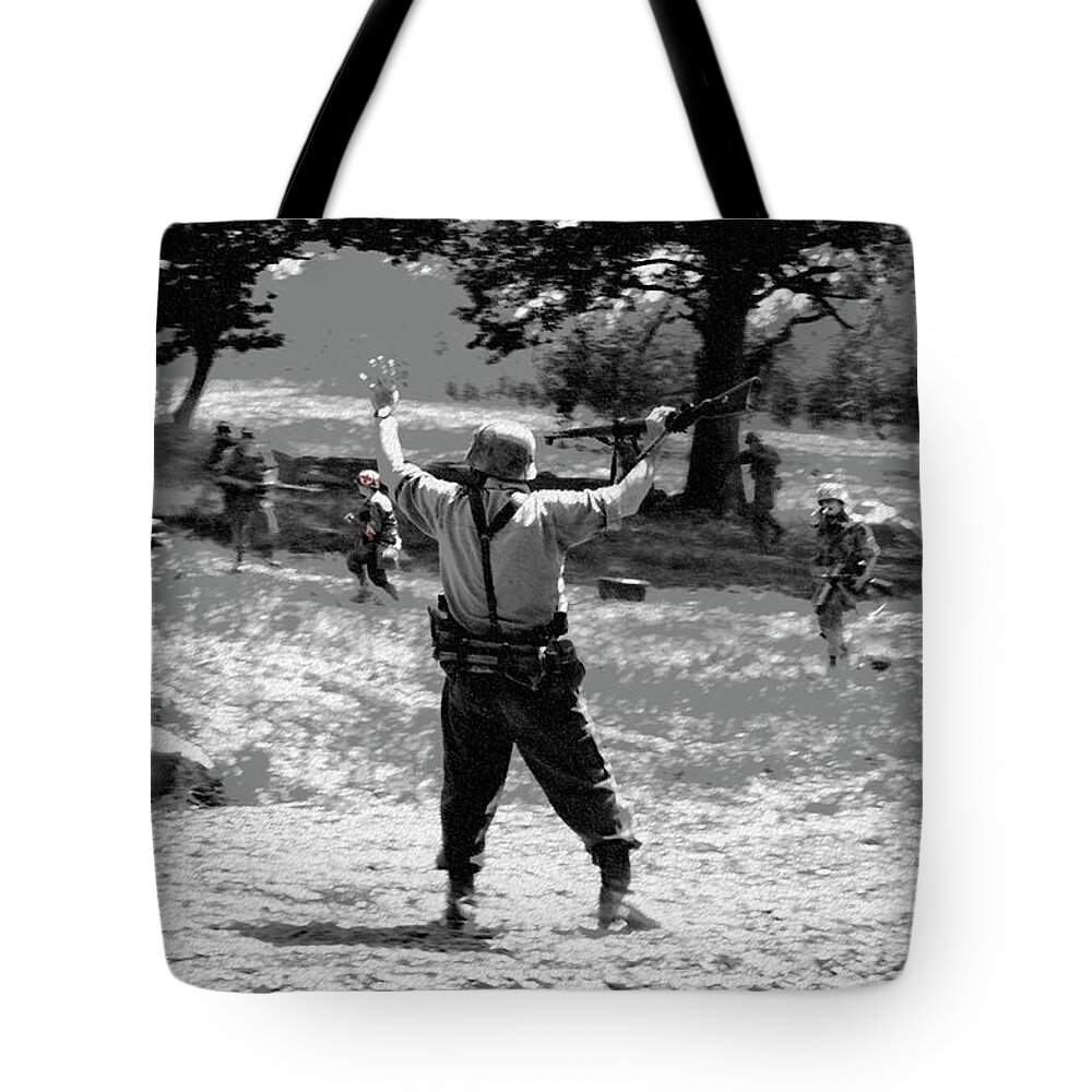 Surrender Tote Bag featuring the digital art Surrender by Christopher Rowlands