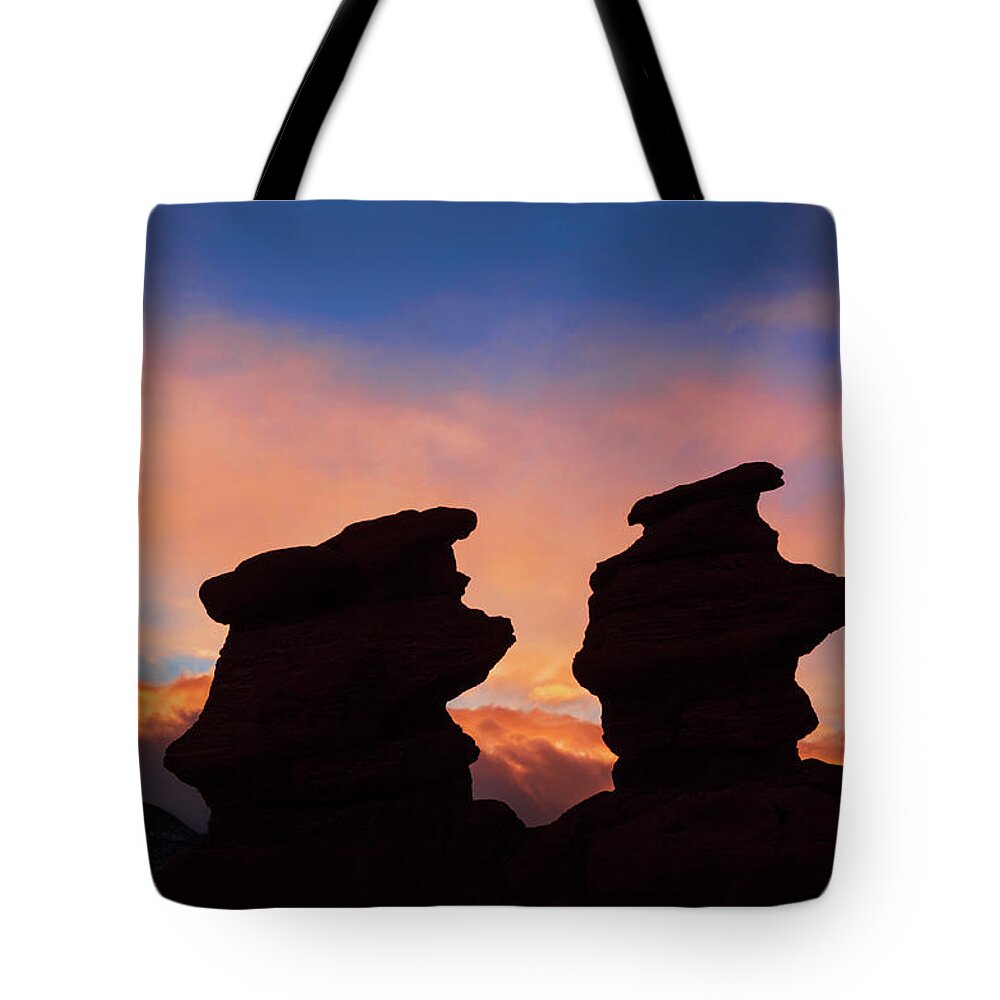 The Siamese Twins Rock Formation Tote Bag featuring the photograph Surrender To The Infinite, Unbounded, Pure Consciousness by Bijan Pirnia