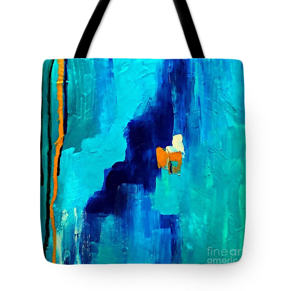 Absract Tote Bag featuring the painting Suspended by Mary Mirabal