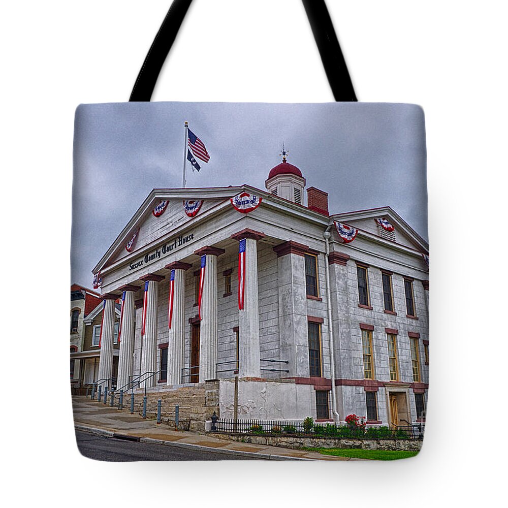 Intersection Tote Bag featuring the photograph Sussex County Courthouse by Mark Miller