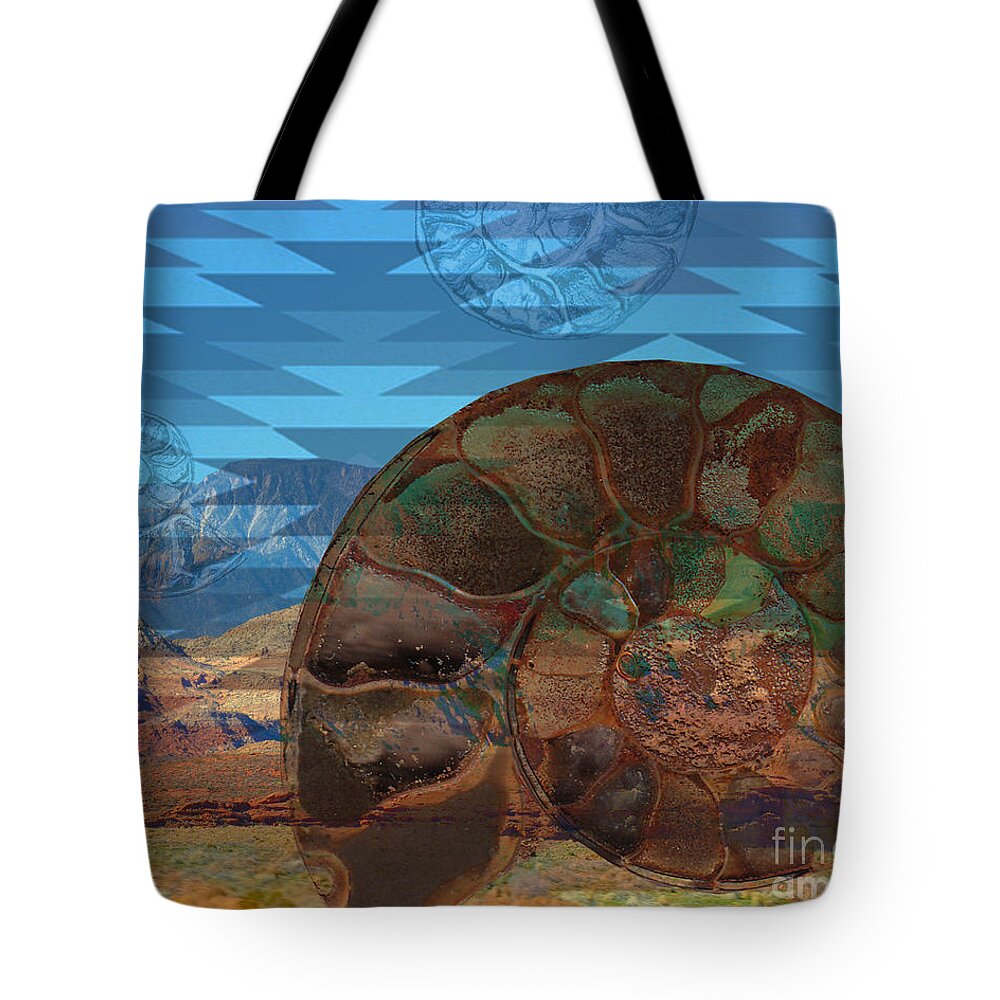 Southwest Tote Bag featuring the painting SW fossil float by Shelley Myers