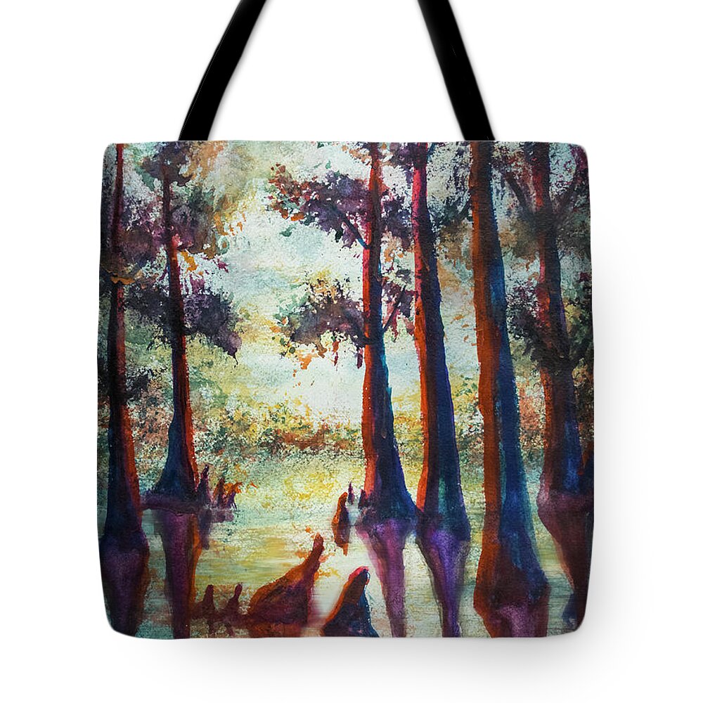 Landscape Tote Bag featuring the painting SwampLight by Francelle Theriot