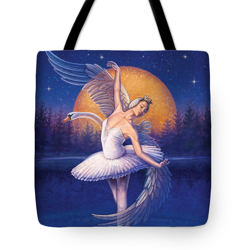Swan Lake Tote Bag featuring the painting Swan Lake by Anne Wertheim