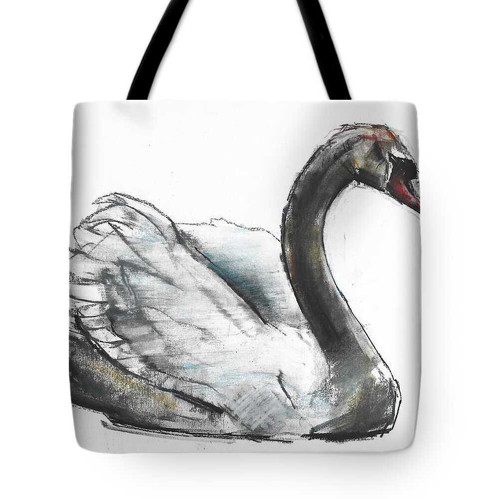 Swan Tote Bag featuring the painting Swan by Mark Adlington