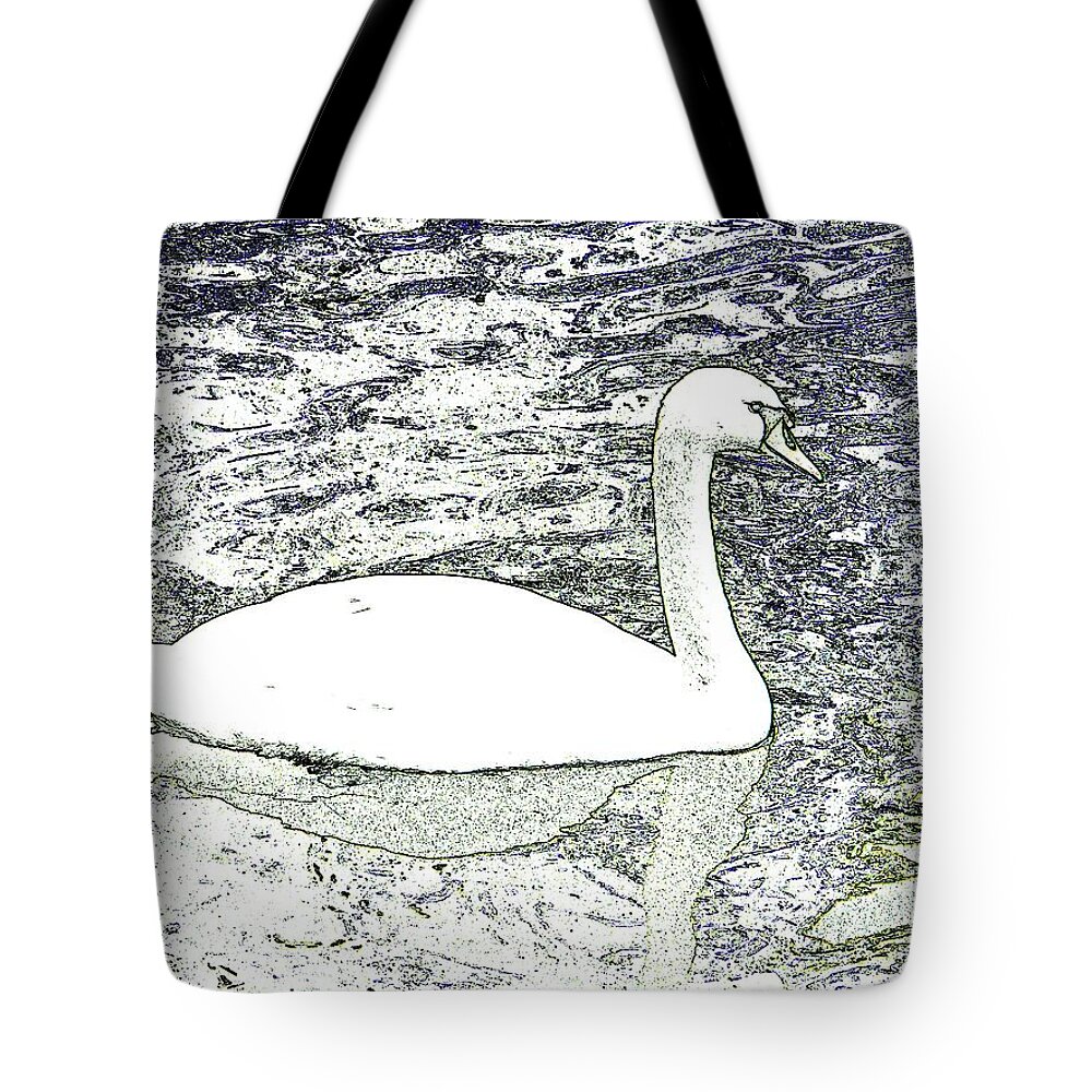 Swan Tote Bag featuring the photograph Swan sketch by Manuela Constantin