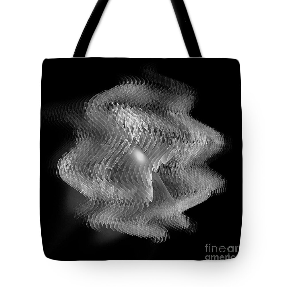 Swarm Tote Bag featuring the digital art Swarm / Black and White by Elizabeth McTaggart