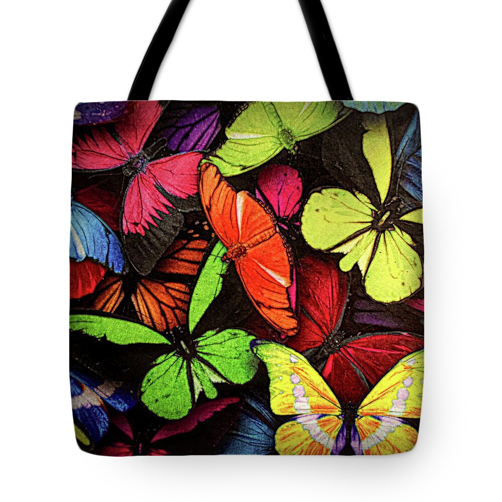 Butterflies Tote Bag featuring the painting Swarm of Butterfles by Sandi OReilly