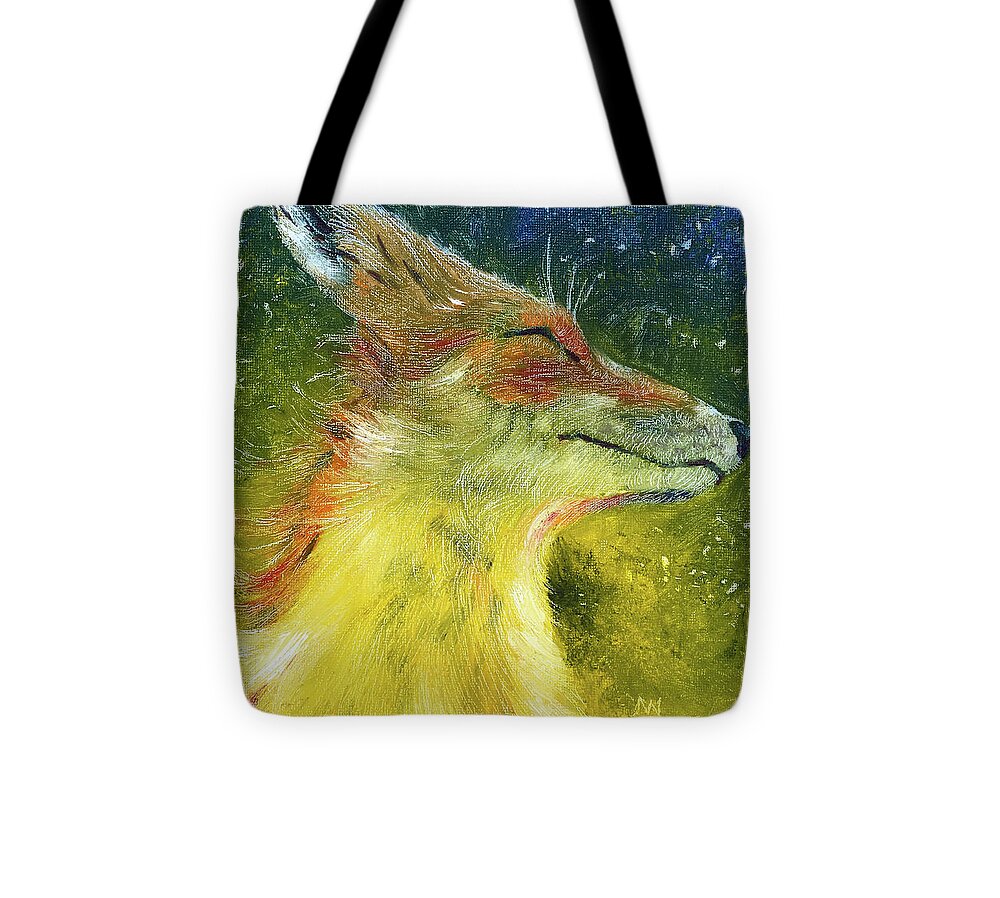 Fox Tote Bag featuring the painting Sweet Fox by AnneMarie Welsh