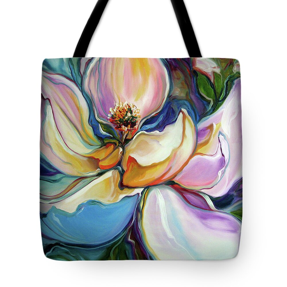 Magnolia Tote Bag featuring the painting Sweet Magnoli Floral Abstract by Marcia Baldwin