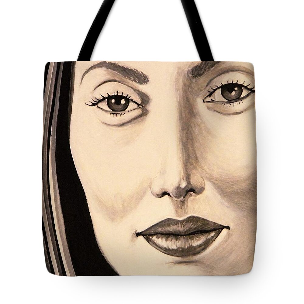Face Tote Bag featuring the painting Sweet Nina by Bryon Stewart