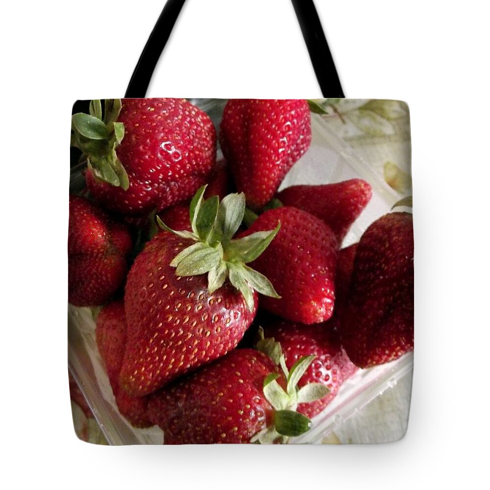 Strawberries Tote Bag featuring the photograph Sweet Strawberries by Angelia Wood