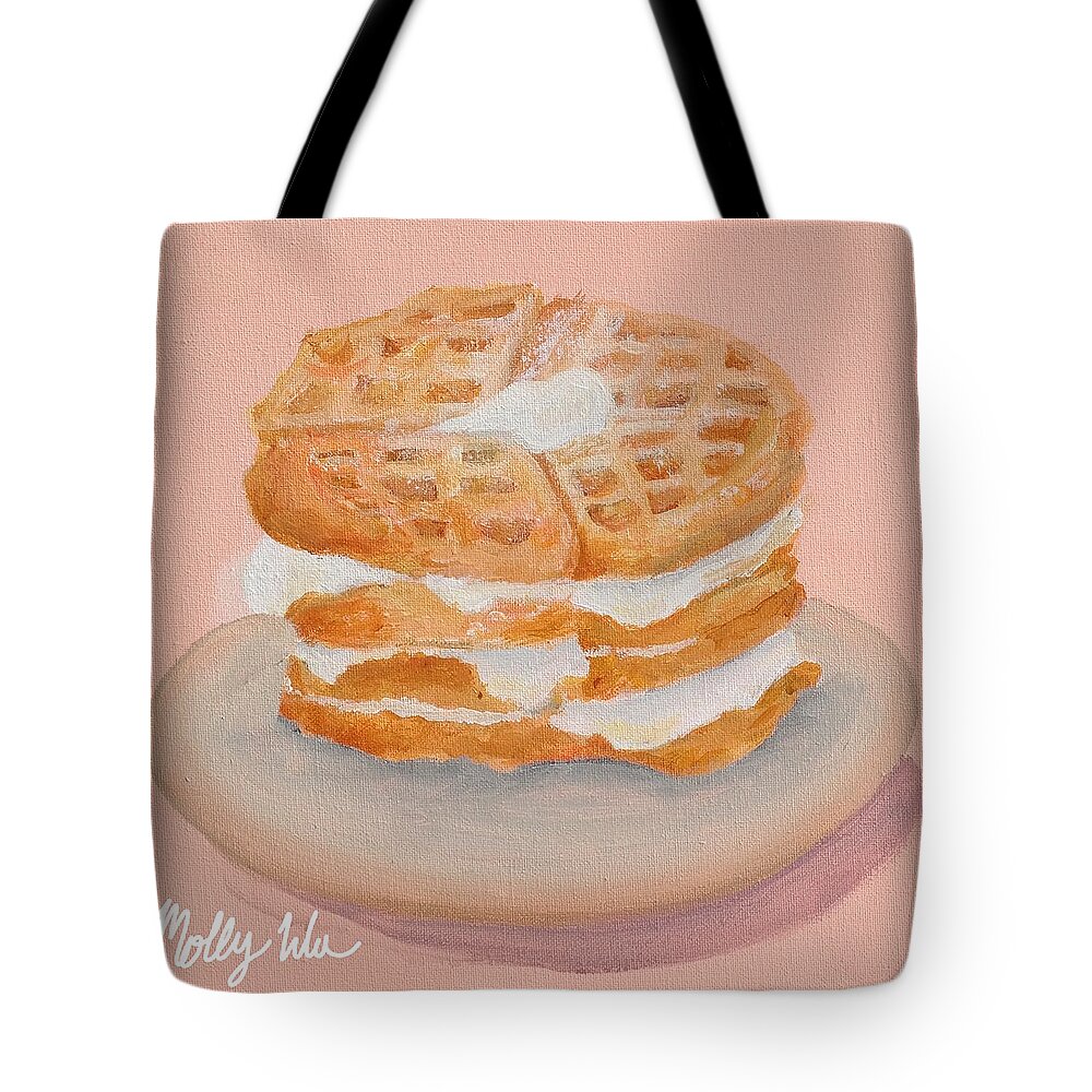 Waffle Tote Bag featuring the painting Sweet Sunday by Molly Wu