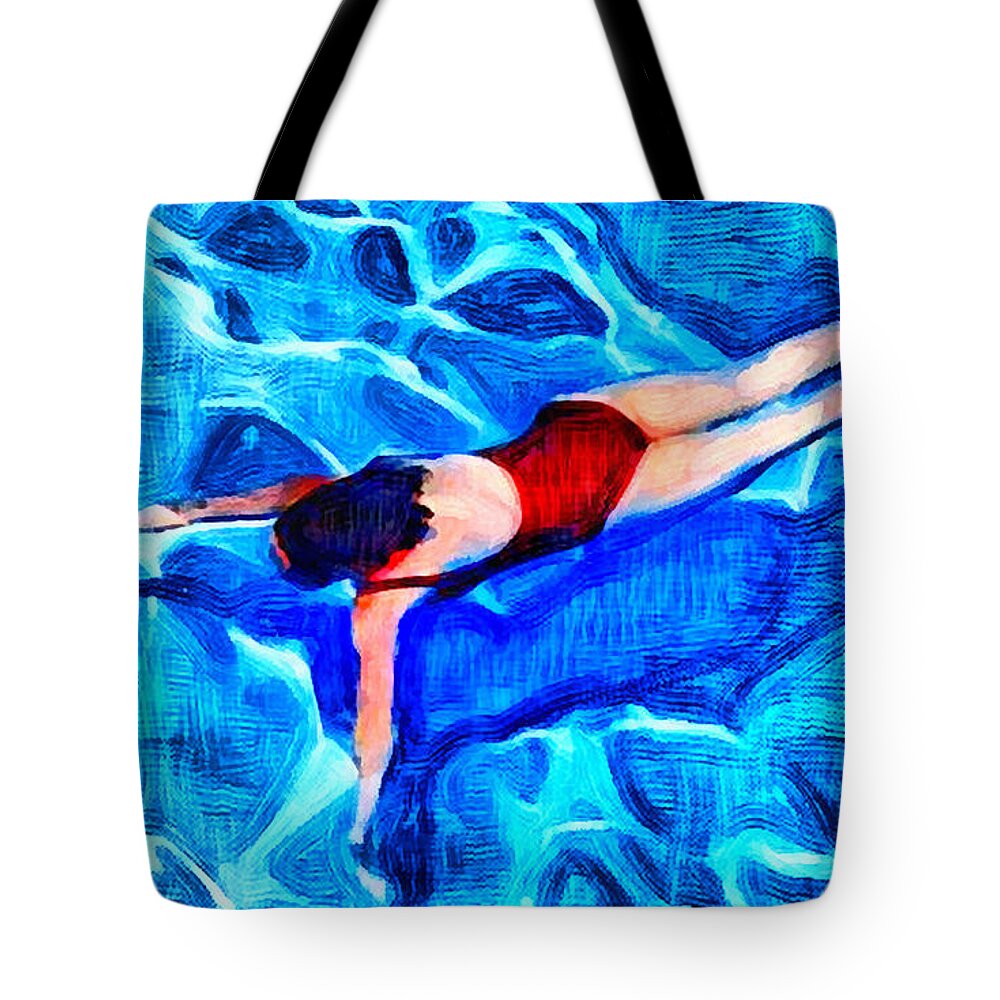 Water Tote Bag featuring the digital art Swim and Dive VIII by Humphrey Isselt