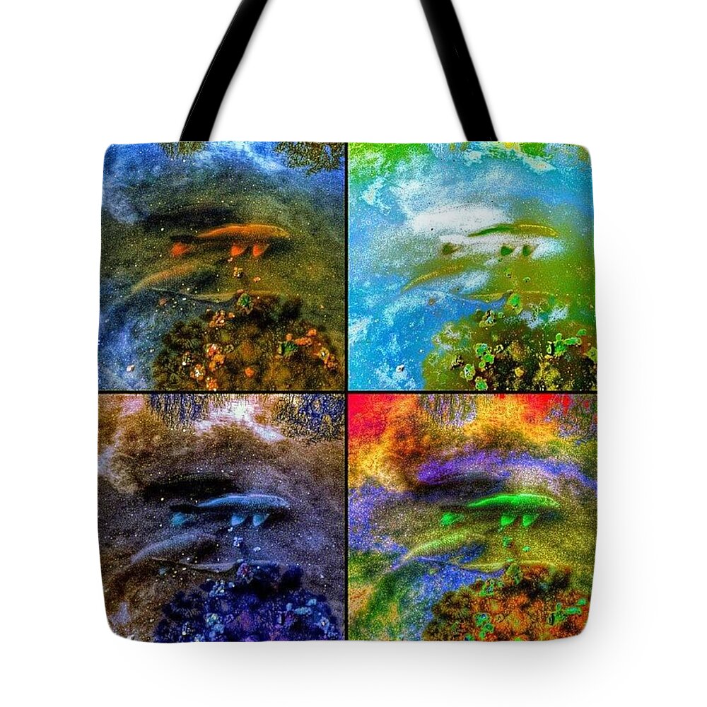 Koi Tote Bag featuring the photograph Swimming Through a Starry Sky by Nick Heap