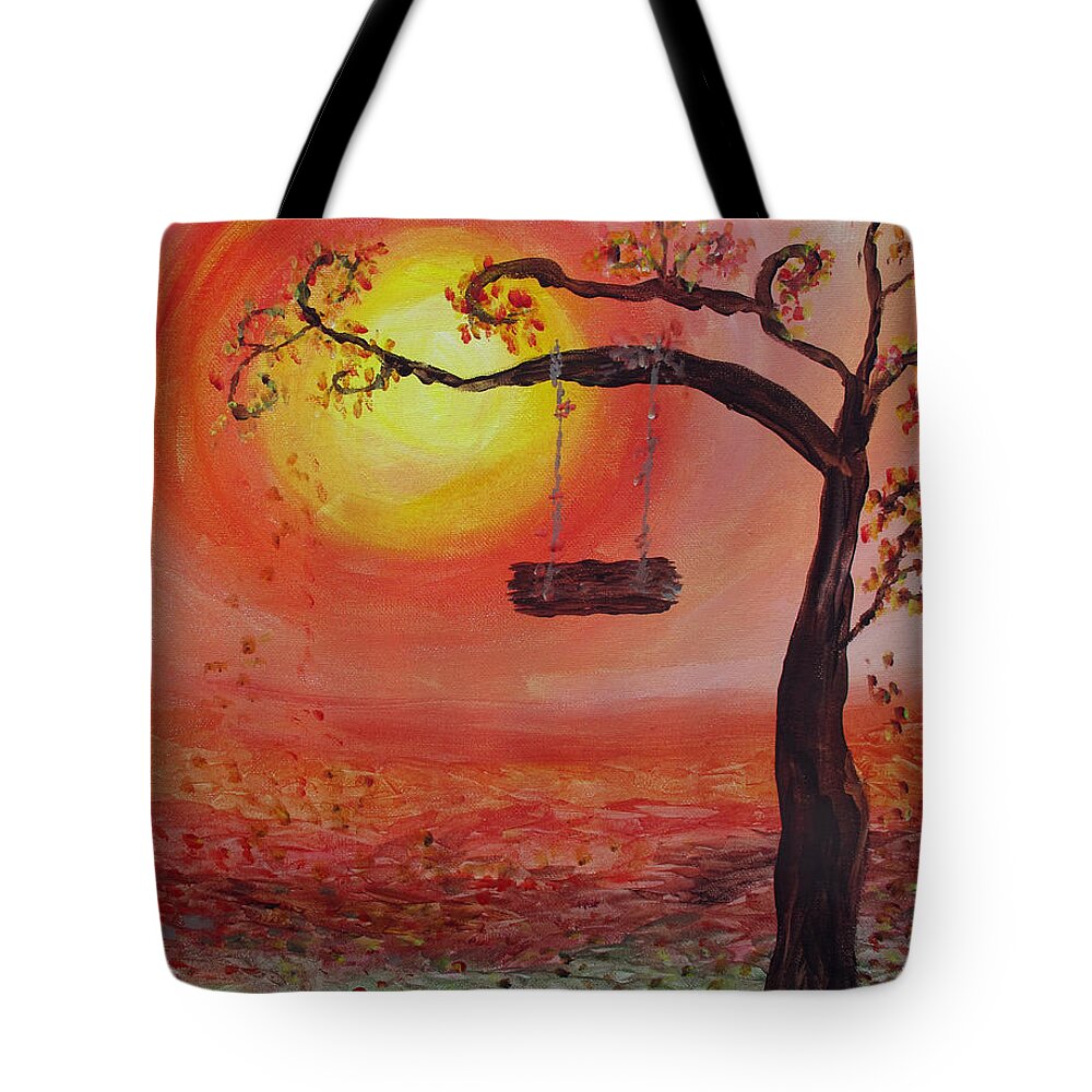 Tree Tote Bag featuring the photograph Swing into Autumn by Barbara McDevitt