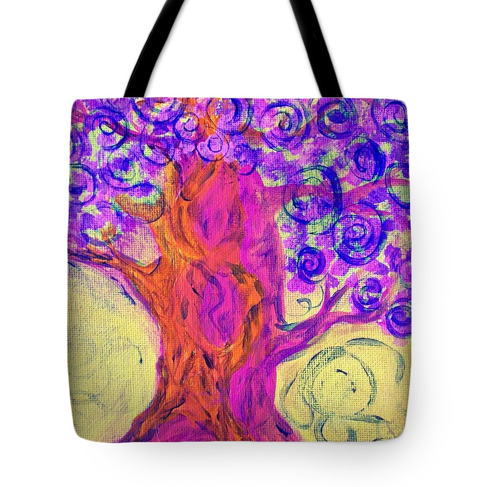Tree Tote Bag featuring the painting Swirly Tree by Laurette Escobar