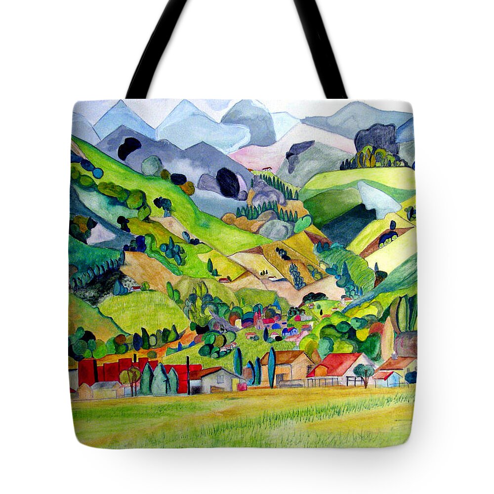 Landscape Tote Bag featuring the painting Switzerland by Patricia Arroyo