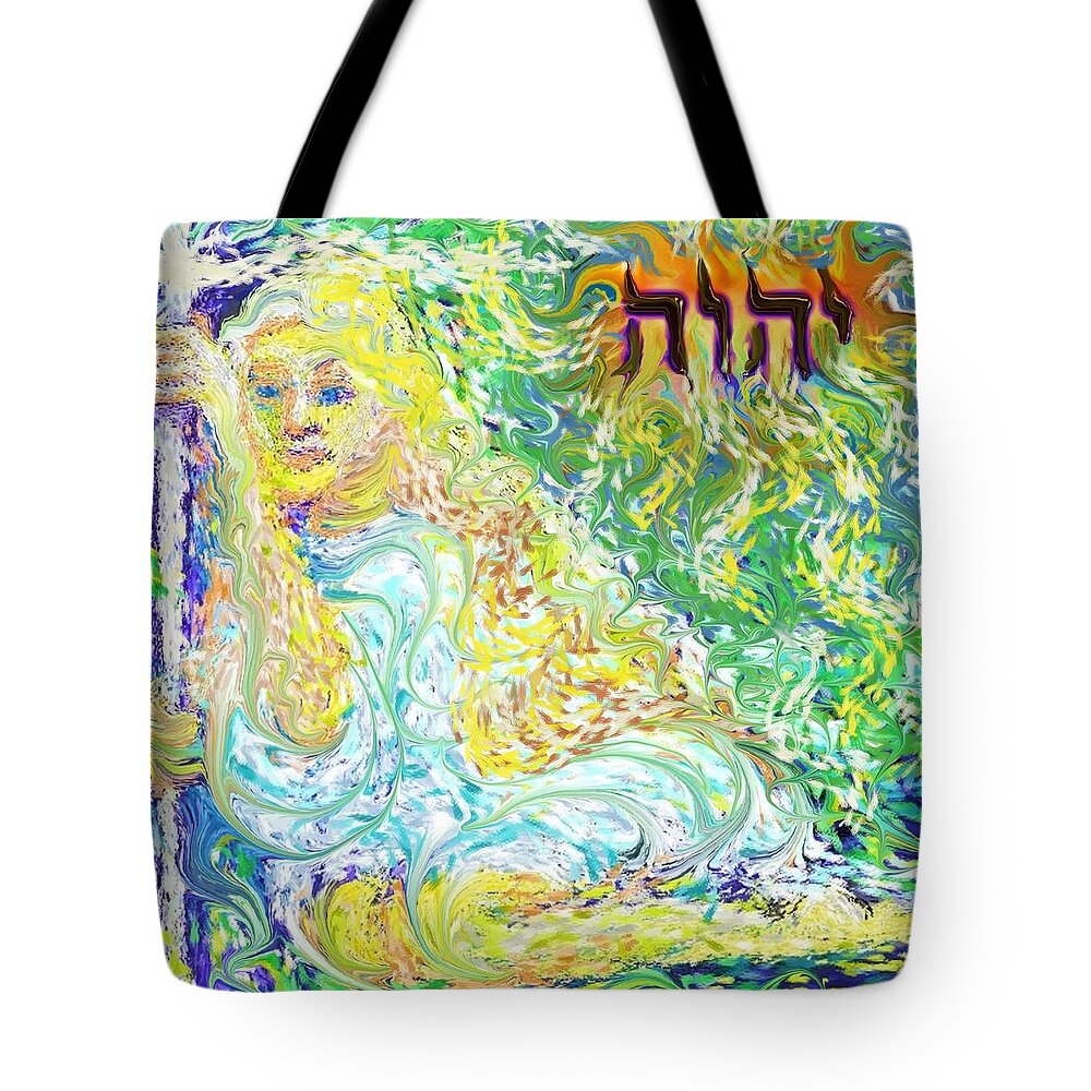 Yhwh Tote Bag featuring the painting Sword Girl by Hidden Mountain