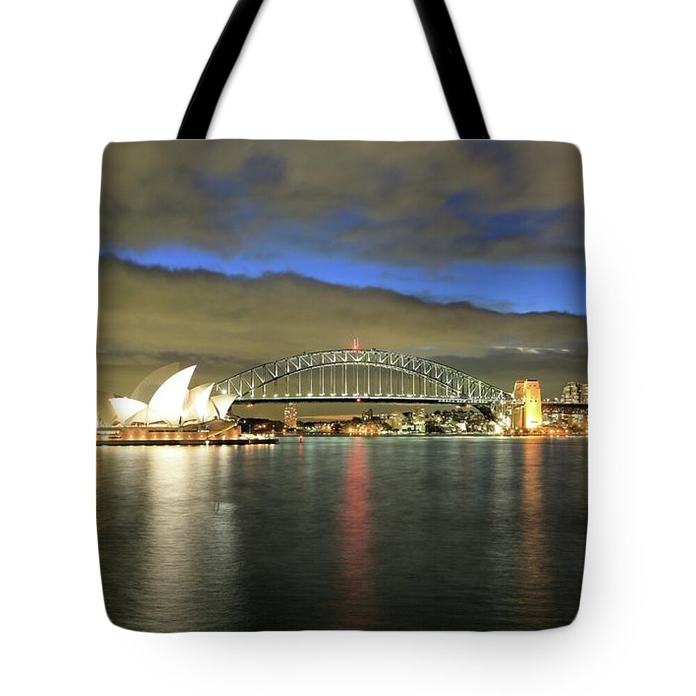 Photosbymch Tote Bag featuring the photograph Sydney Harbor at Blue Hour by M C Hood
