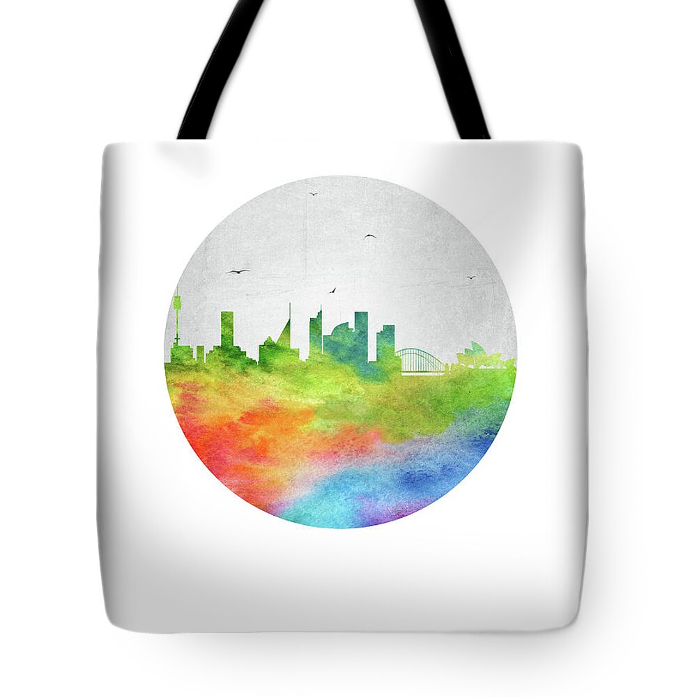 Sydney Tote Bag featuring the digital art Sydney Skyline AUSY20 by Aged Pixel