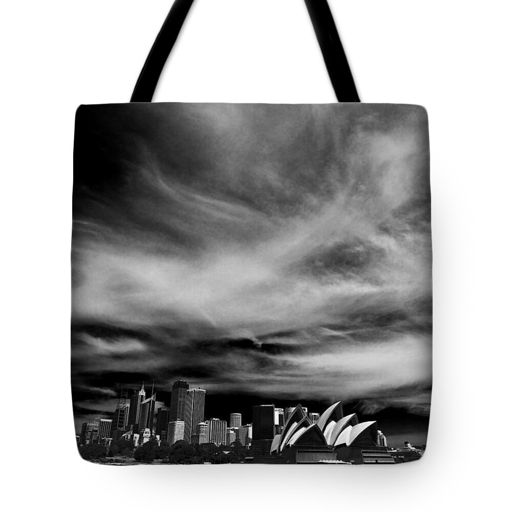 Sydney Tote Bag featuring the photograph Sydney skyline with dramatic sky by Sheila Smart Fine Art Photography