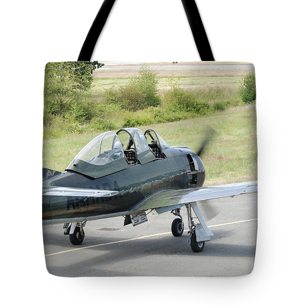 Airplanes Tote Bag featuring the photograph T-28 taxiing out by Mark Alan Perry