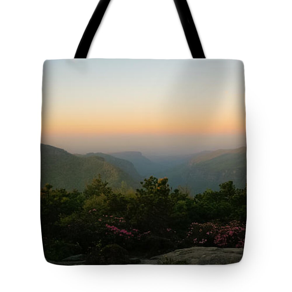 Table Rock Tote Bag featuring the photograph Table Rock Sunrise from Hawksbill by Denesia Christine Huttula