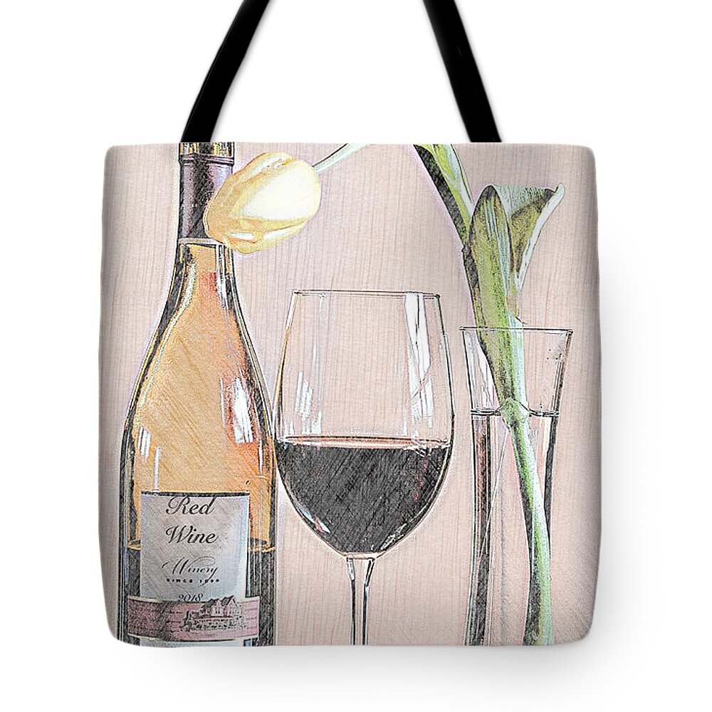 Table Tote Bag featuring the digital art Table Setting for One by Sherry Hallemeier