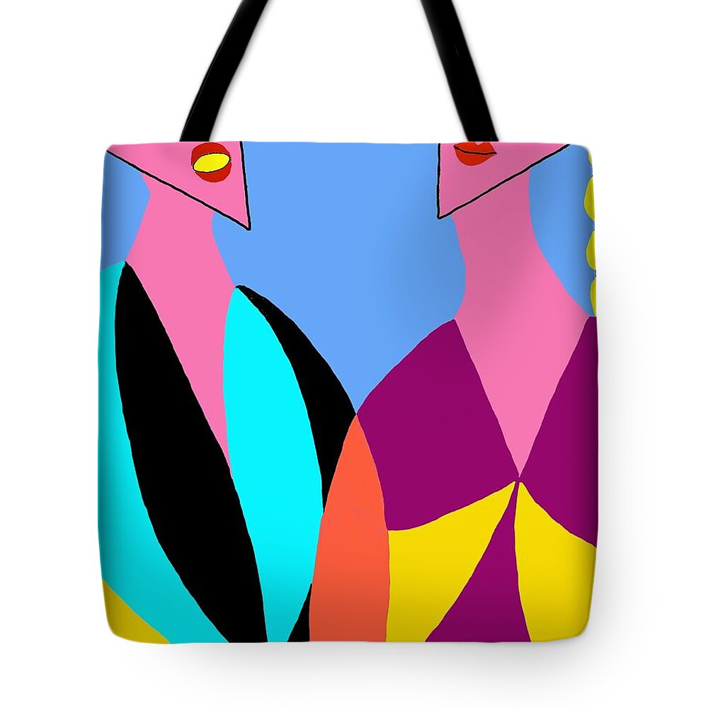 Fashions Tote Bag featuring the digital art Talking Women by Laura Smith