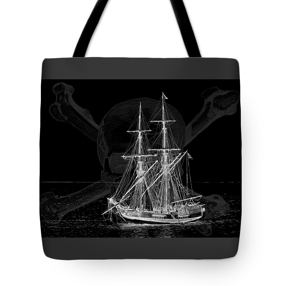 Tall Ship At Night Tote Bag featuring the photograph Tall Ship at Night by Wes and Dotty Weber