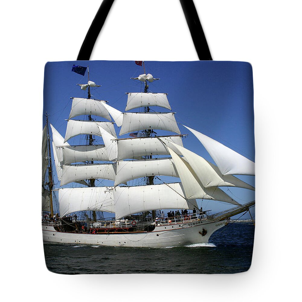 Color Tote Bag featuring the photograph Tall Ship Europa by Frederic A Reinecke