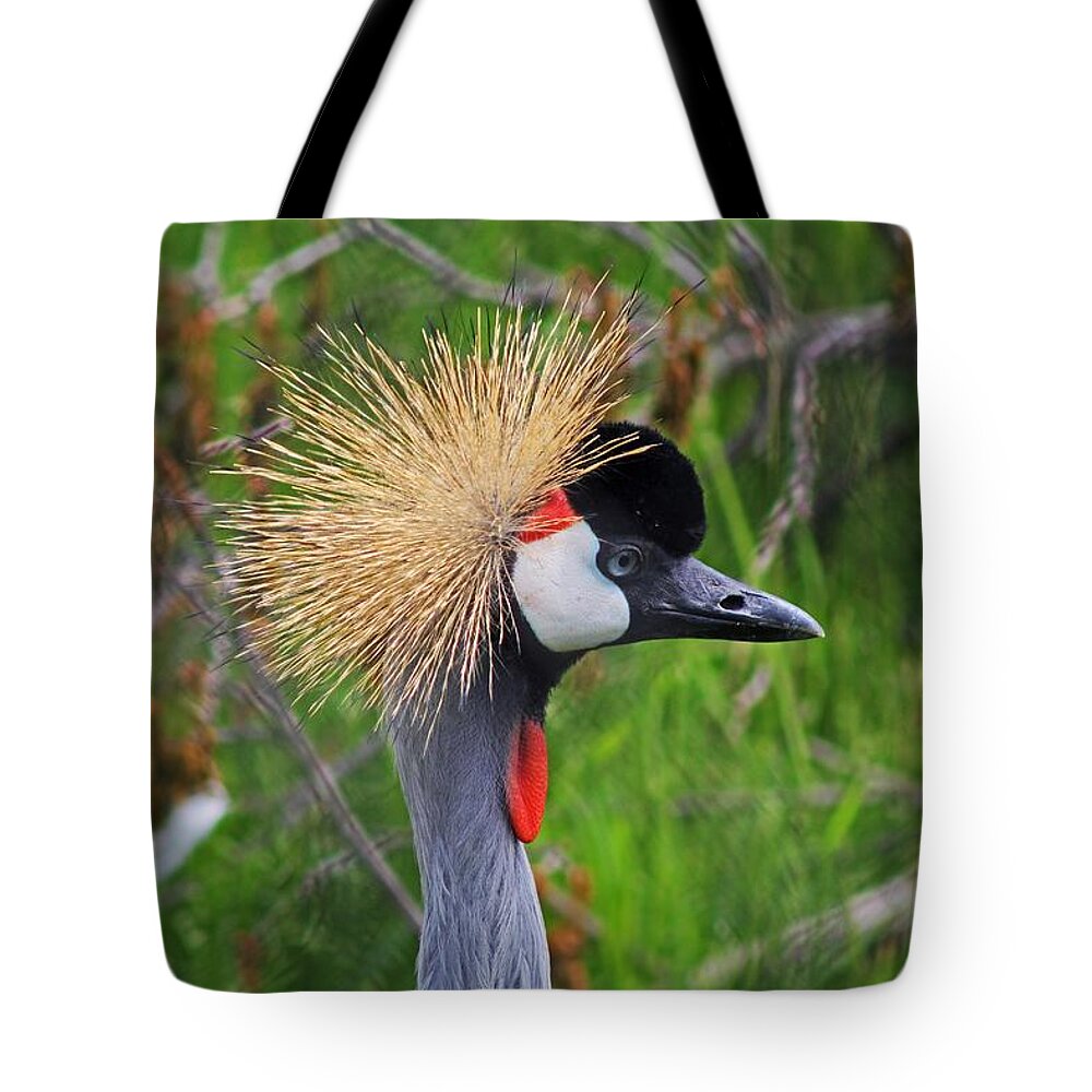 East African Crowned Crane Tote Bag featuring the photograph Tame a Wild Bride by Michiale Schneider