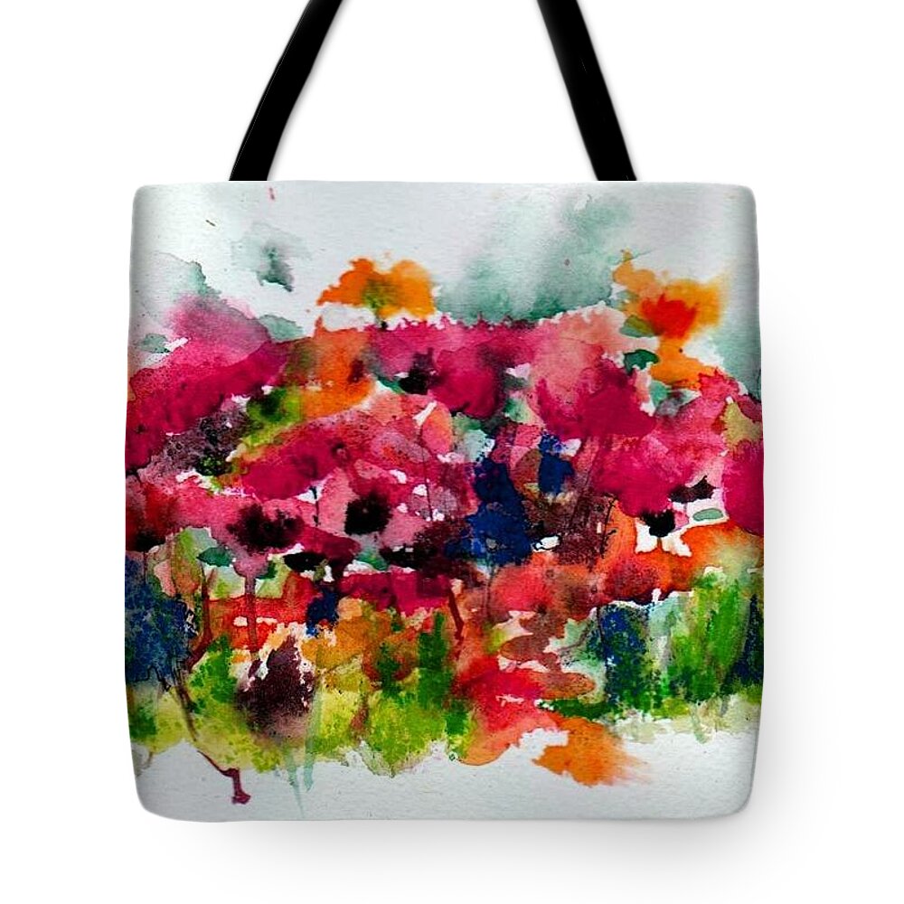 Watercolor Floral Tote Bag featuring the painting Tangle by Anne Duke