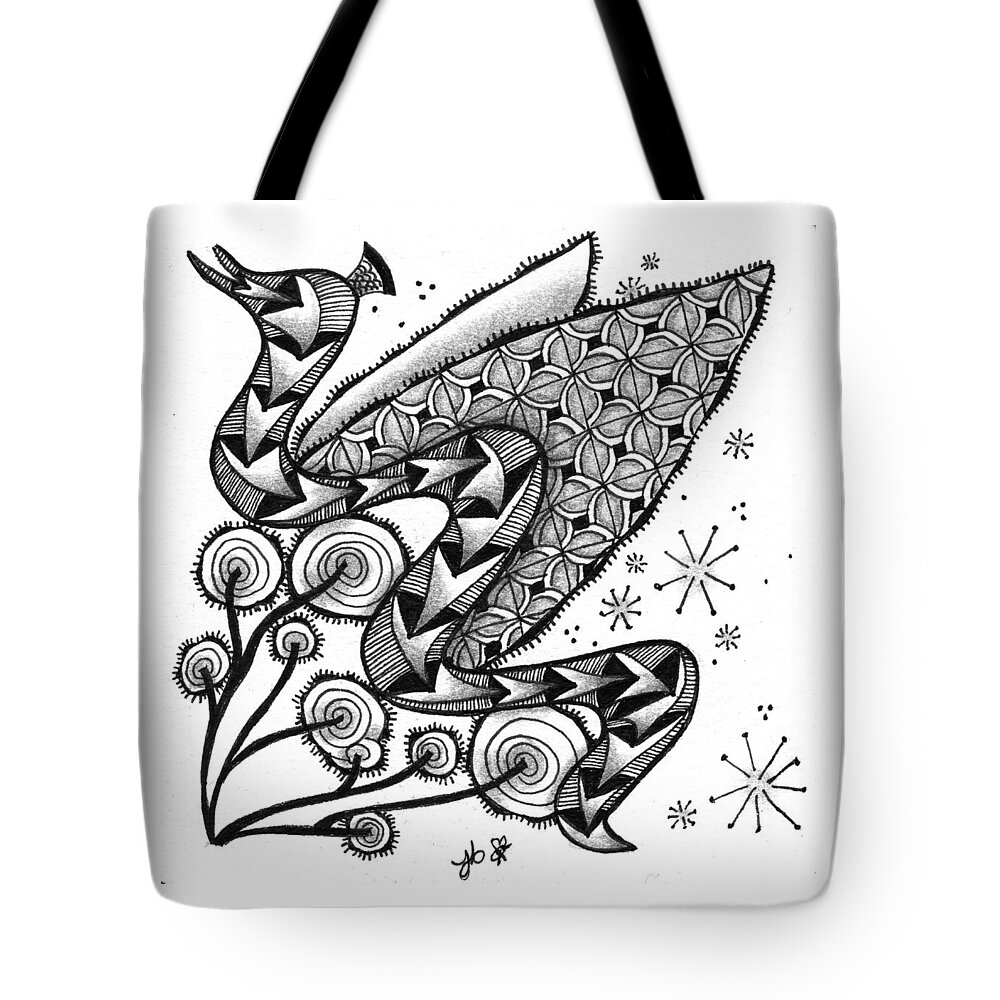 Serpent Tote Bag featuring the drawing Tangled Serpent by Jan Steinle