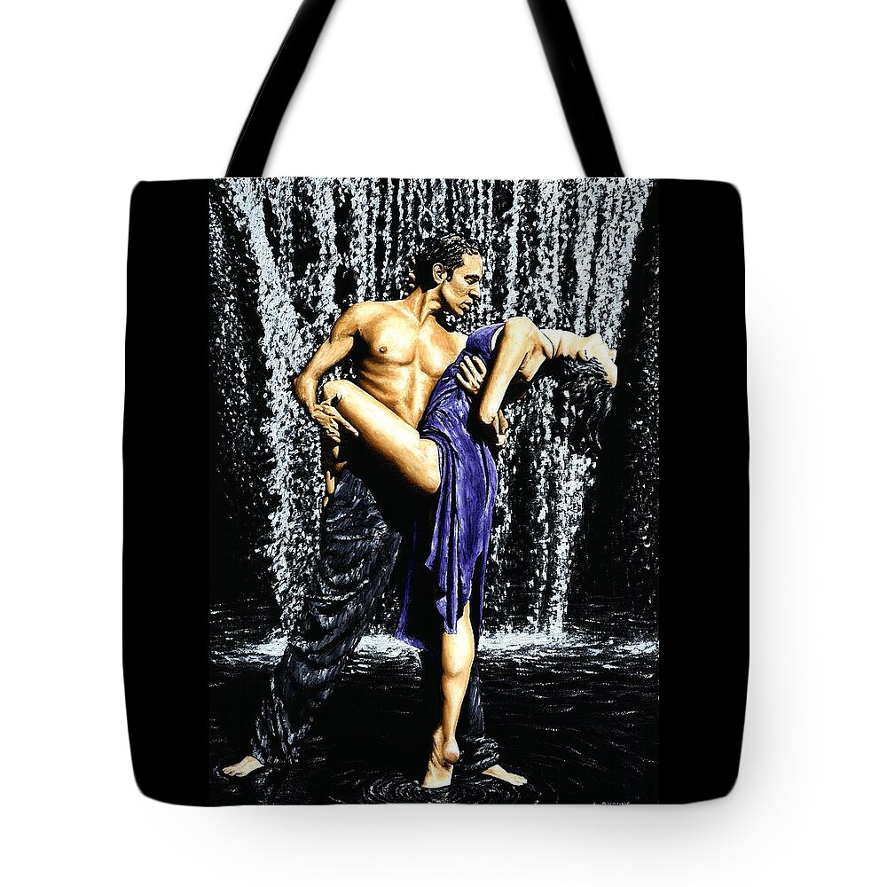 Tango Tote Bag featuring the painting Tango Cascade by Richard Young