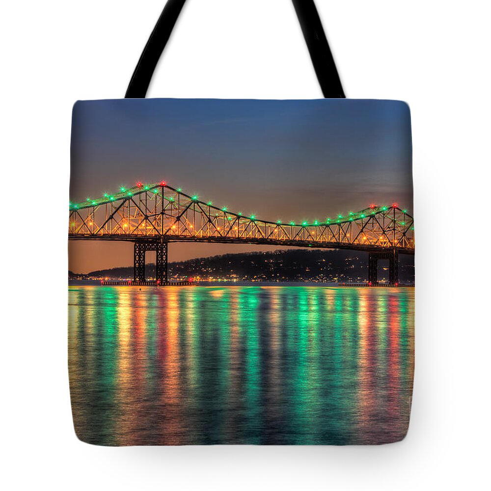 Clarence Holmes Tote Bag featuring the photograph Tappan Zee Bridge Twilight II by Clarence Holmes