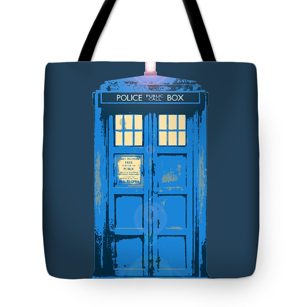 Richard Reeve Tote Bag featuring the digital art Tardis - Think Inside the Box by Richard Reeve