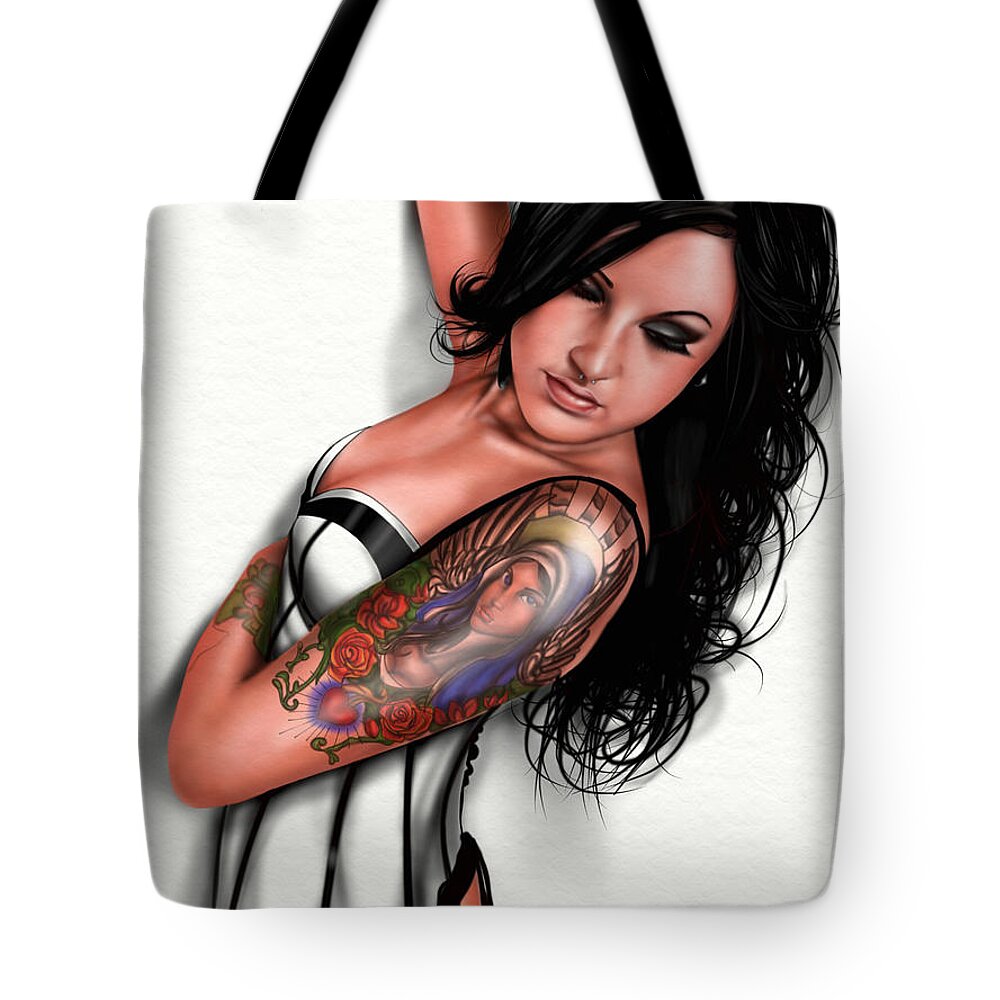 Pete Tote Bag featuring the painting Tasha by Pete Tapang