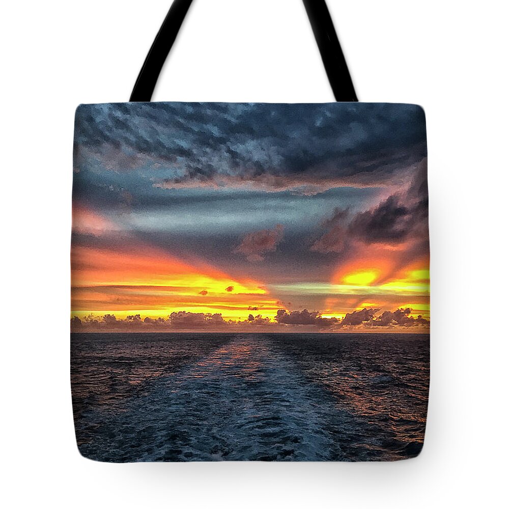 Sunset Tote Bag featuring the photograph Tasman Sea Sunset by Bill Barber