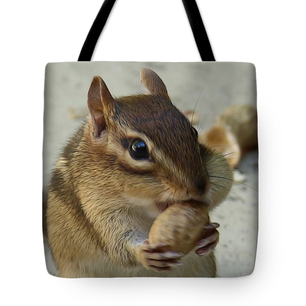 Chipmunk Tote Bag featuring the photograph Whiskers-licking Good by Yvonne Wright